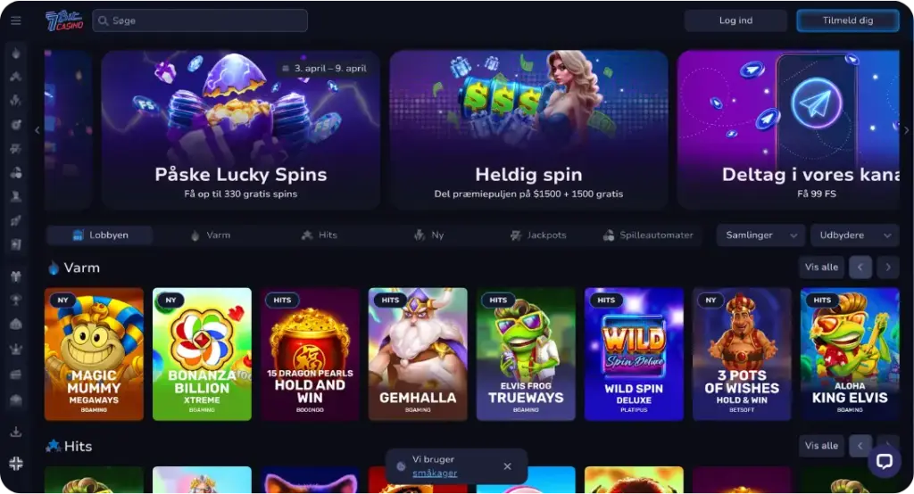 7BitCasino startskærm som er inkluderet i casino uden ROFUS