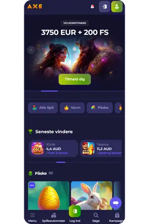 Hjemmesiden for Axe Casino hjemmeside