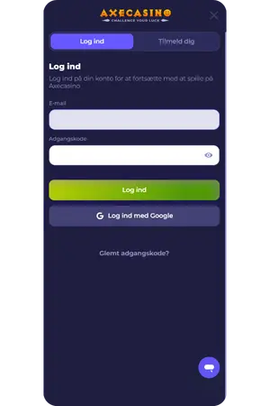 Axe Casino login-side