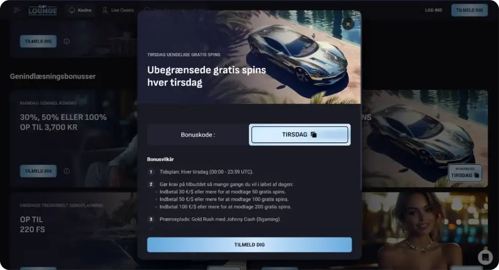 Ingen indbetalingsbonus for eksisterende spillere hos Slot Lounge