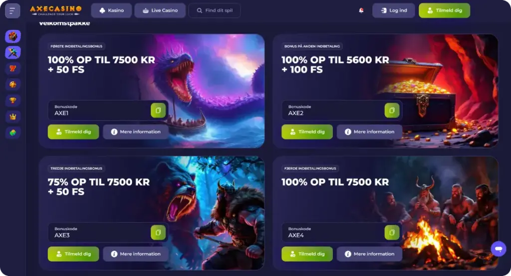 Axe Casino Velkomstbonusside